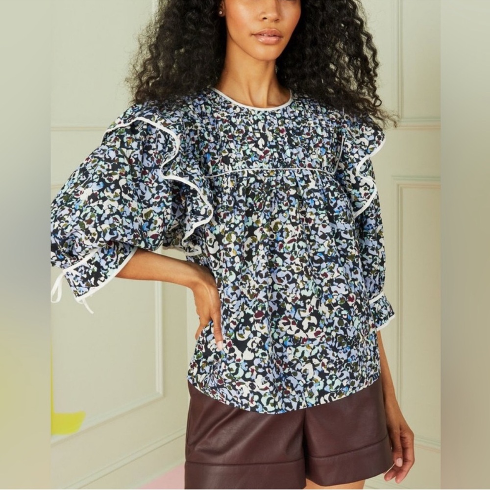 Marie Oliver Obstract Blouse XS Blue